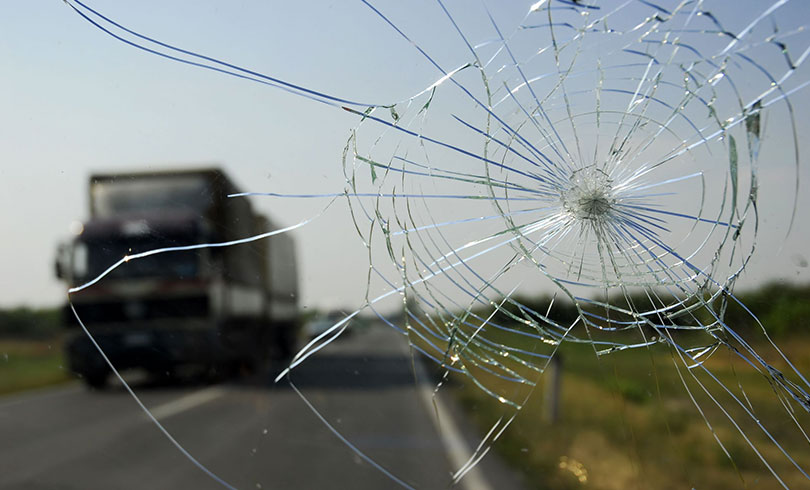 car window cracked on highway
